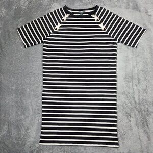 Lauren Ralph Lauren Dress Womens M Black White Stripe Nautical Preppy Shift